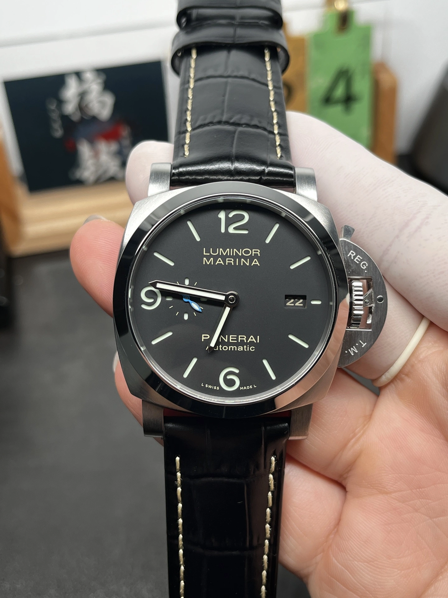 CBD Factory Panerai Luminor Marina 44mm Black Dial Luminous Arabic Numerals Black Leather Strap (PAM01312)1:1 Super Clone – DDP.9010 Movement ZeroBulk 372